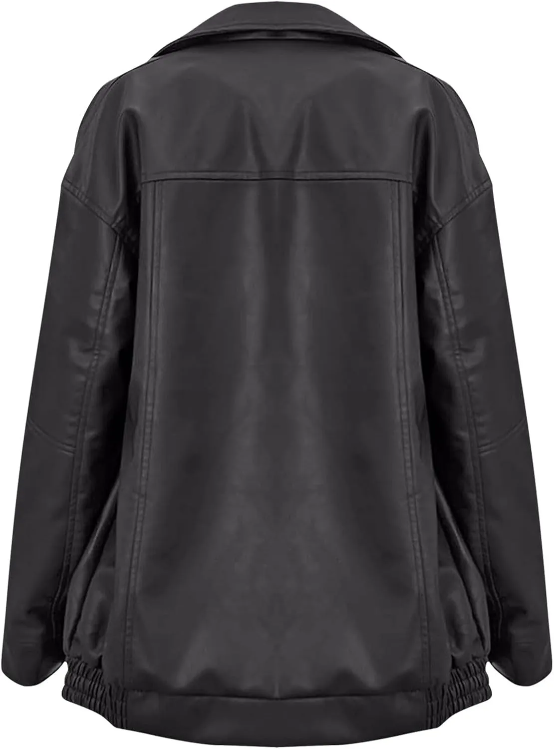 Womens Oversized Faux Leather Jacket Full Zip Up Long Sleeve Casual Motorcycle Outwear Faux Suede Bomber Jackets
