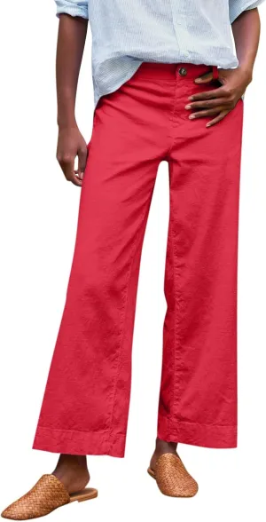 Womens Pants, Peasant Pants Casual Linen Plaid Straight Leg Side Button Drawstring