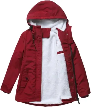 Womens Parker Coat Cotton-Padded Jacket For Women Thickened Jacket Casual Hooded Coat