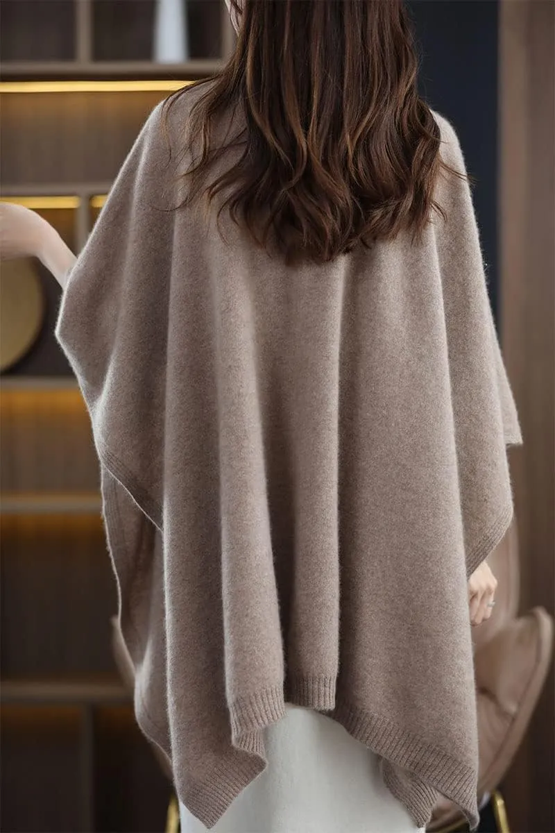 Women's Shawl Wrap Plus Size Cardigan 100% Merino Wool Poncho Cape Fall Winter Open Sweater Coat