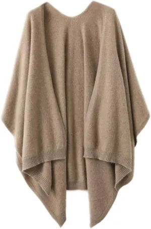 Women's Shawl Wrap Plus Size Cardigan 100% Merino Wool Poncho Cape Fall Winter Open Sweater Coat