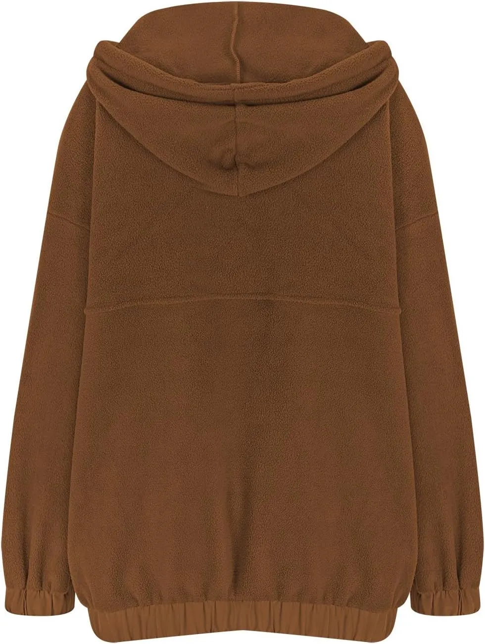 Womens Sherpa Fuzzy Fleece Hoodie Oversized Sweatshirt Cozy Button V Neck Pullover Top with Pocket 2024 Winter Trendy