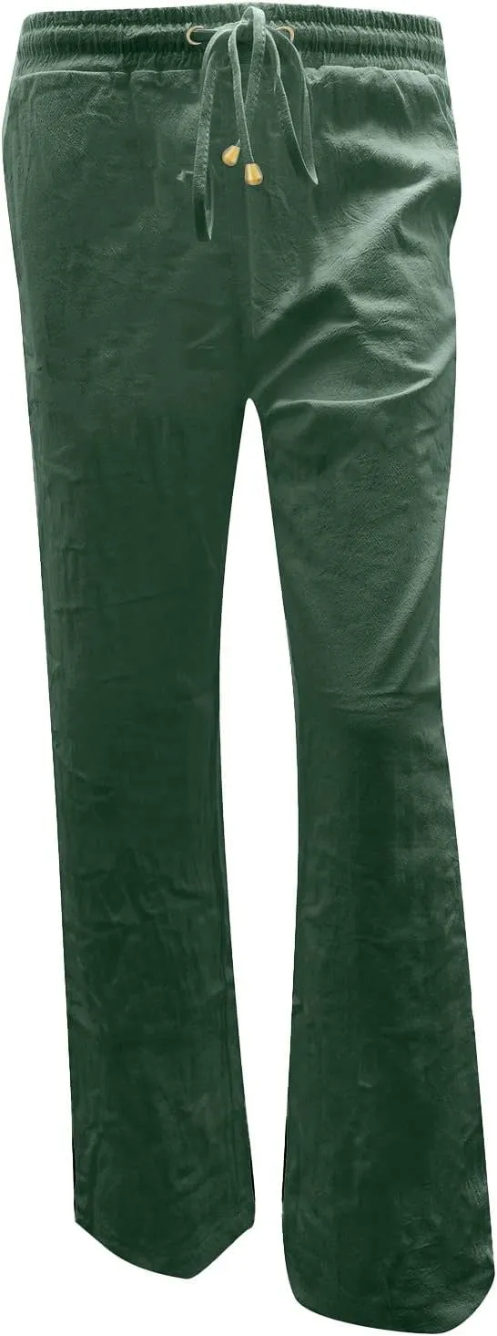 Women's Straight Solid Color Trousers Elastic Drawstring High Waist Casual Comfortable Pants for Daily Wear