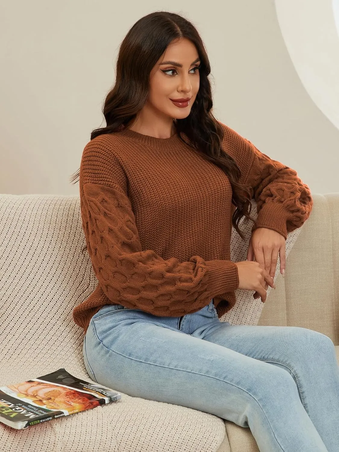 Womens Sweaters Fall Fashion Sweatshirt for Women Tops Crewneck Long Sleeve Shirts Casual Tunic Trendy