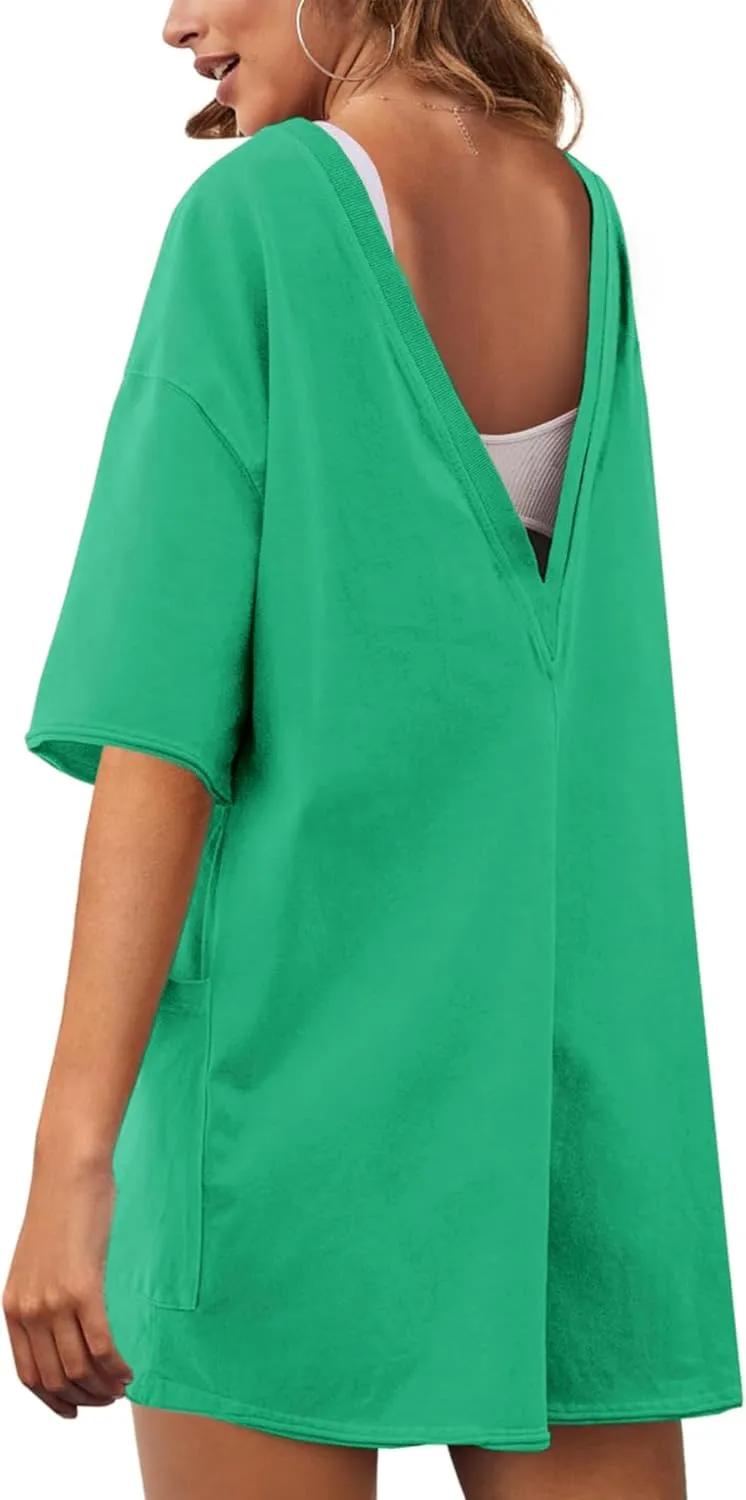 Womens T Shirt Romper Hot Shot Tee Romper for Summer Casual Short Sleeve Oversized Athletic Workout Outfits