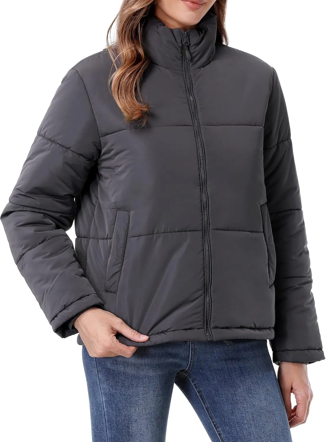 Women's Warm Winter Coat Waterproof Puffer Jacket Full-Zip Lightweight Winter Jacket