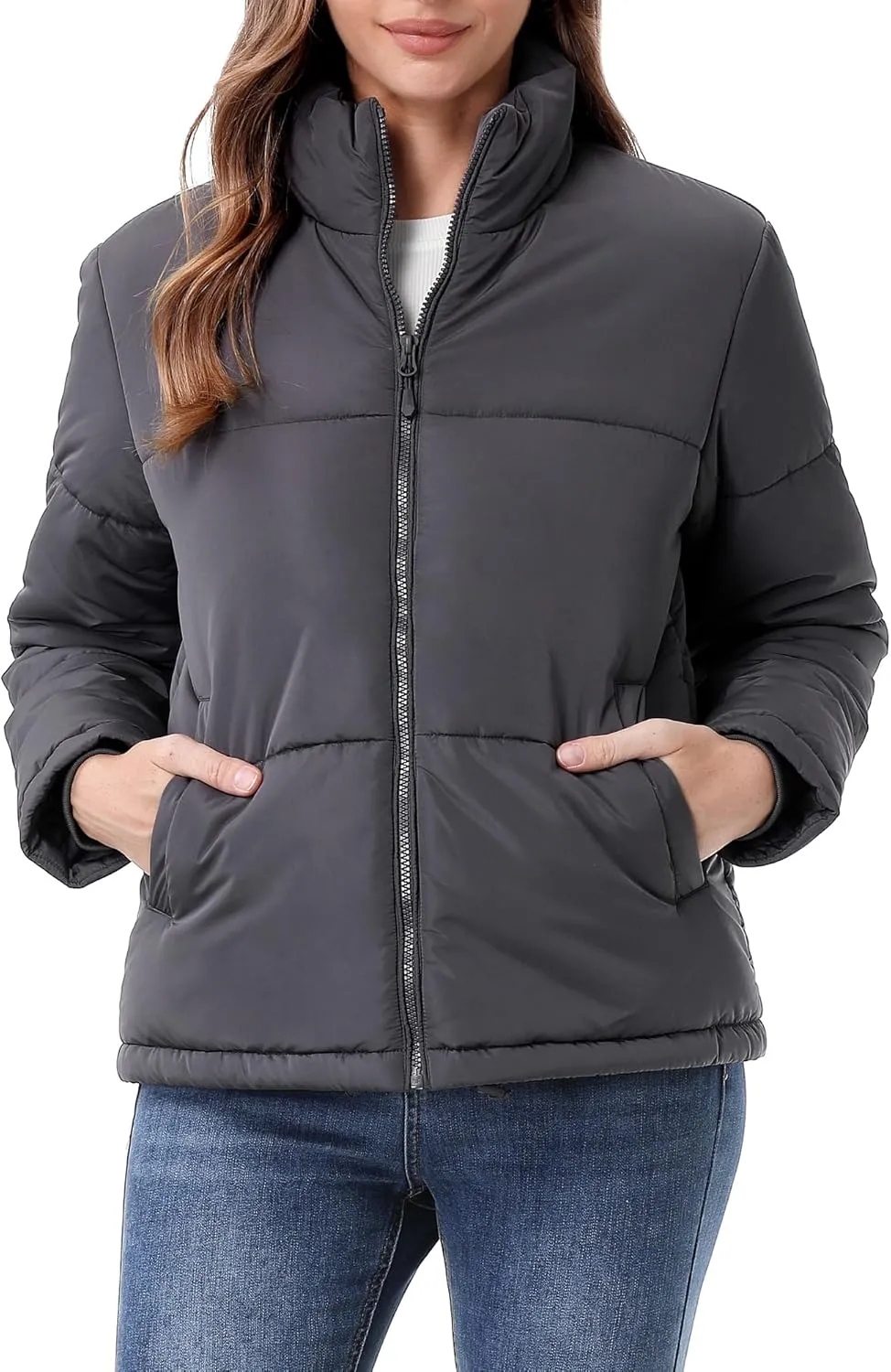 Women's Warm Winter Coat Waterproof Puffer Jacket Full-Zip Lightweight Winter Jacket