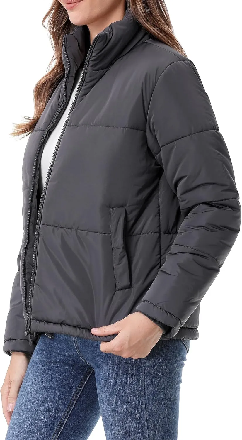 Women's Warm Winter Coat Waterproof Puffer Jacket Full-Zip Lightweight Winter Jacket