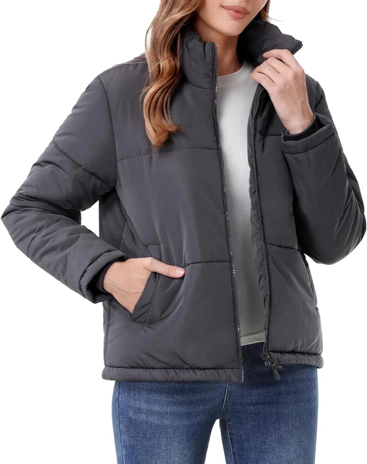 Women's Warm Winter Coat Waterproof Puffer Jacket Full-Zip Lightweight Winter Jacket