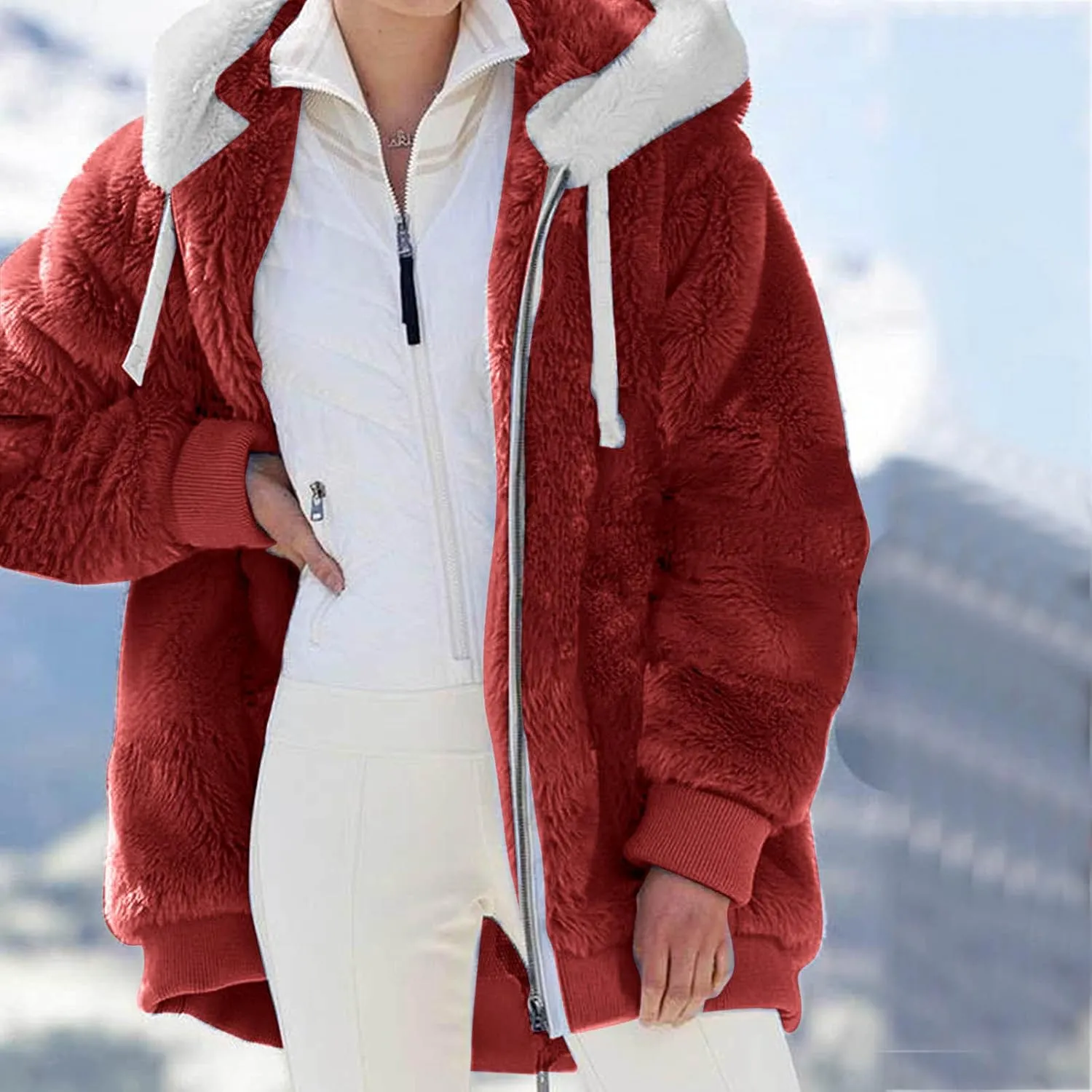 Womens Winter Fleece Jackets Plus Size Coats Oversized Zip Up Hoodies Lightweight Sherpa Jacket Warm Overcoats