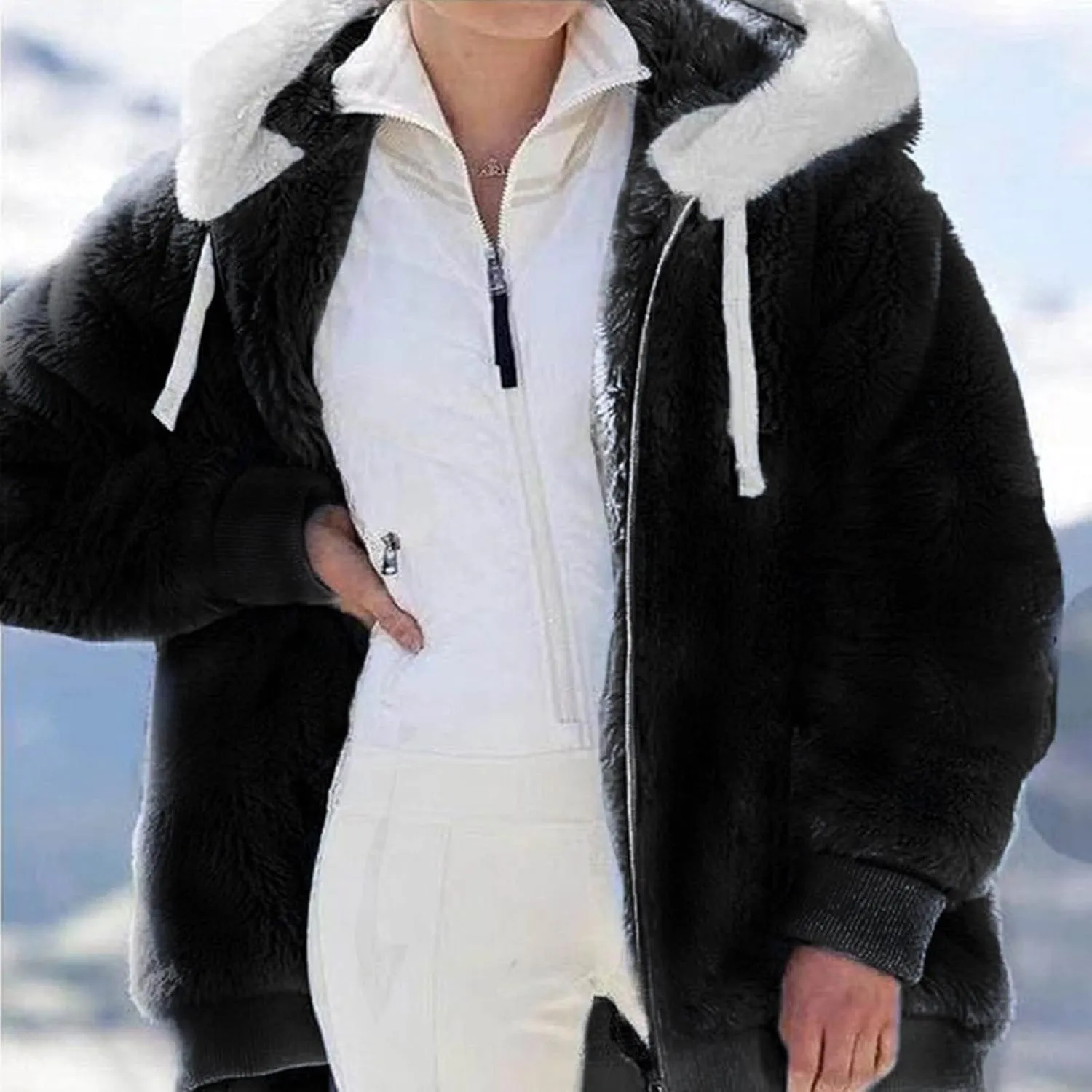 Womens Winter Fleece Jackets Plus Size Coats Oversized Zip Up Hoodies Lightweight Sherpa Jacket Warm Overcoats