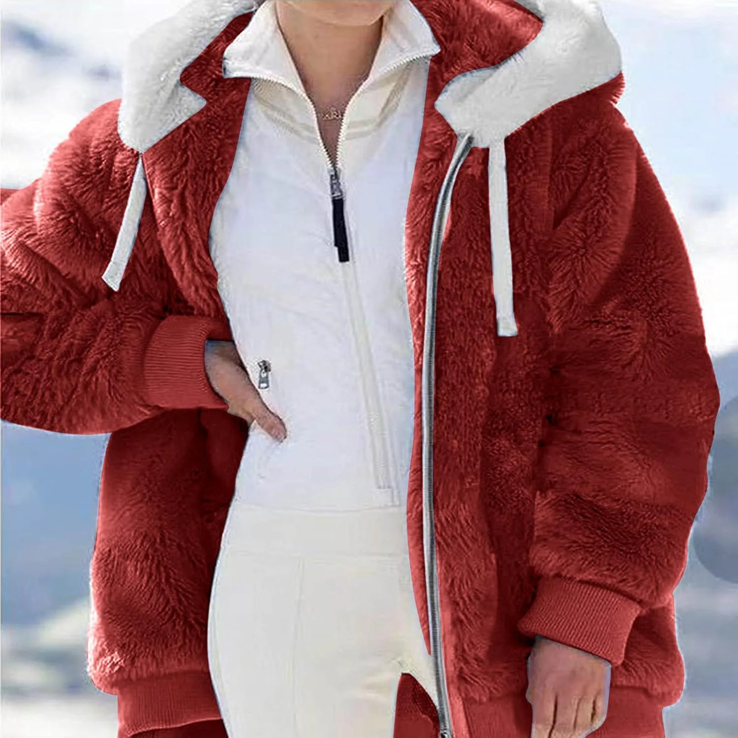 Womens Winter Fleece Jackets Plus Size Coats Oversized Zip Up Hoodies Lightweight Sherpa Jacket Warm Overcoats