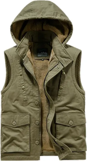 Workwear Hooded Waistcoat Men'S Cotton Jacket Loose Cotton Jacket Padded Cotton Jacket