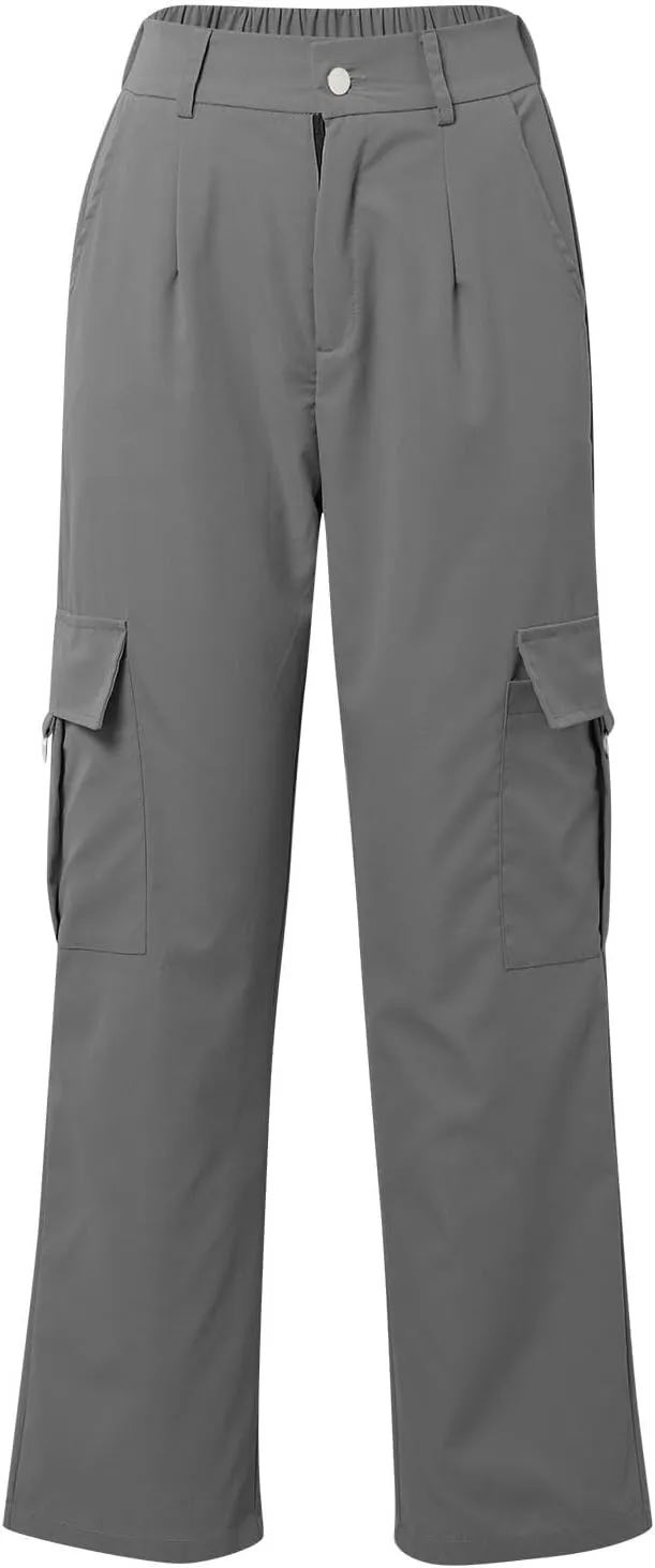 Y2K Cargo Pants for Women Teen Girl Baggy Elastic High Waisted Casual Parachute Pant Straight Leg Streetwear Trousers