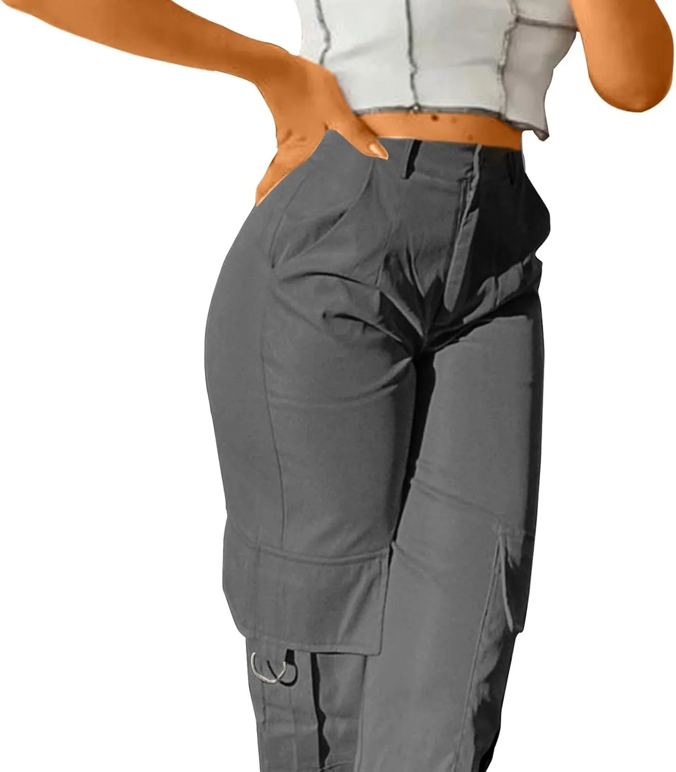 Y2K Cargo Pants for Women Teen Girl Baggy Elastic High Waisted Casual Parachute Pant Straight Leg Streetwear Trousers