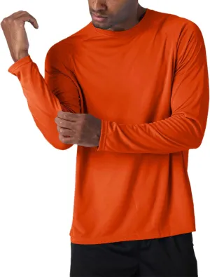 Yiqinyuan Men's T-Shirts Summer Long Sleeve Performance Quick Dry Breathable Hiking T-Shirts Orange