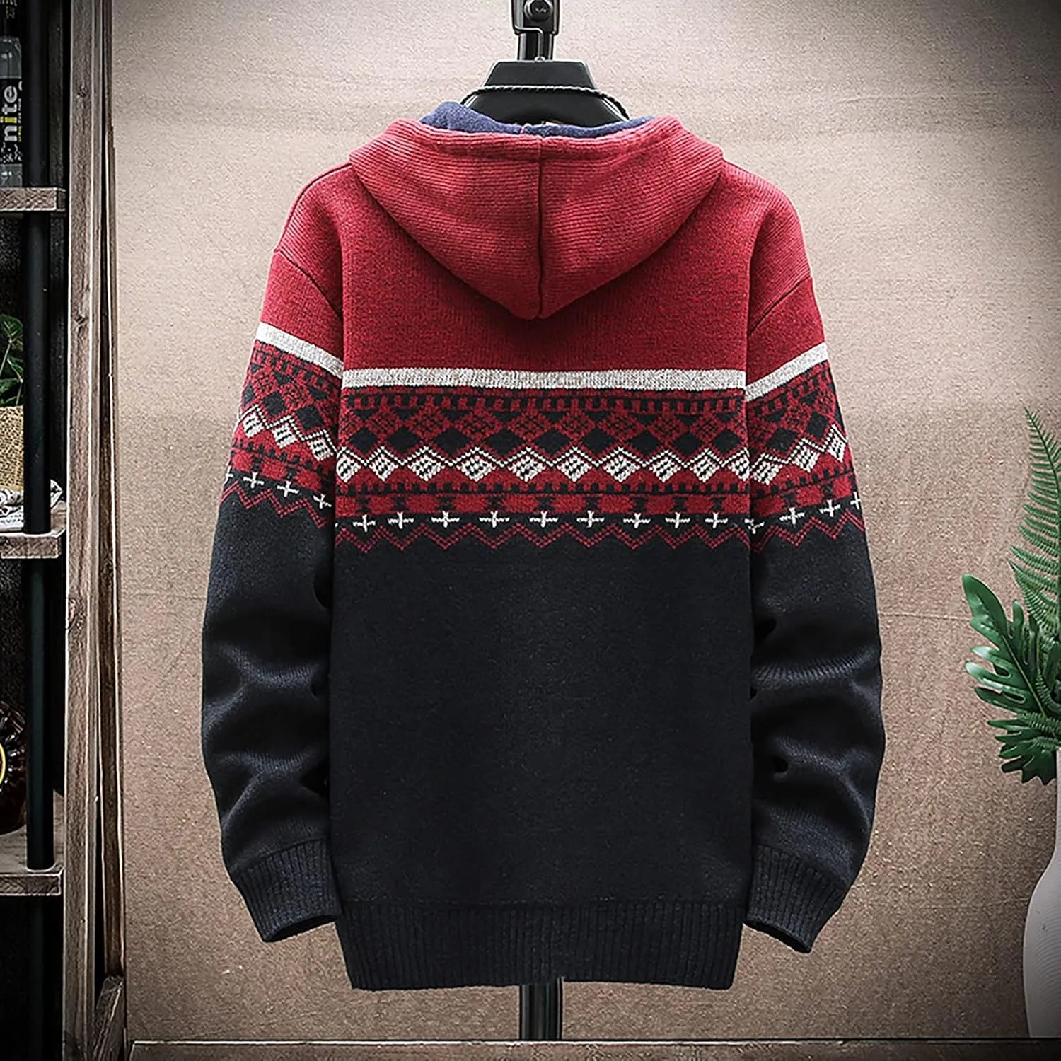 Ymosrh Mens Coats and Jackets Fashion Casual Sweater Jacket Warm Knit Sweater Hooded Hoodie Coats Jackets Plus Size