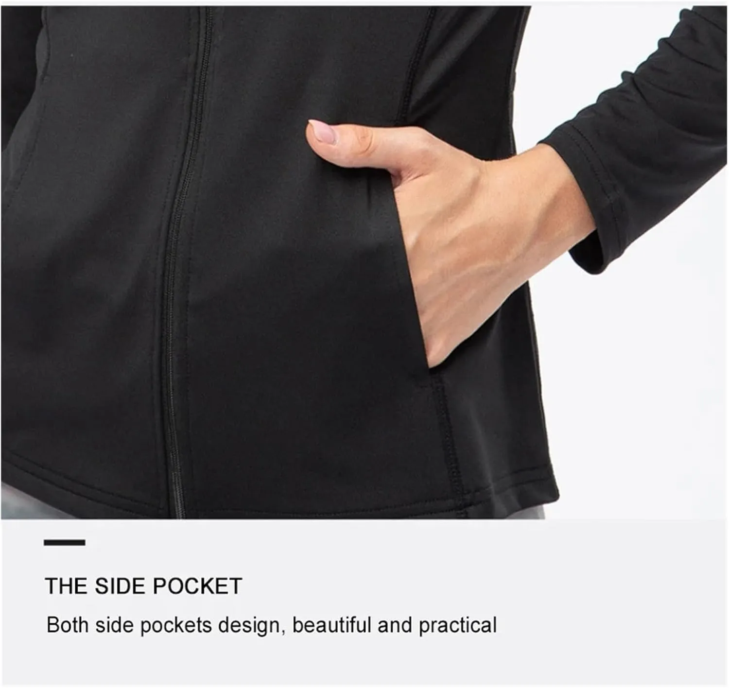 Yoga Jacket Women Sports Jacket Slim Fit Long Sleeved Fitness Shirts Quick Dry Yoga Crop Tops Zip Running Coat(Light Blue,S)