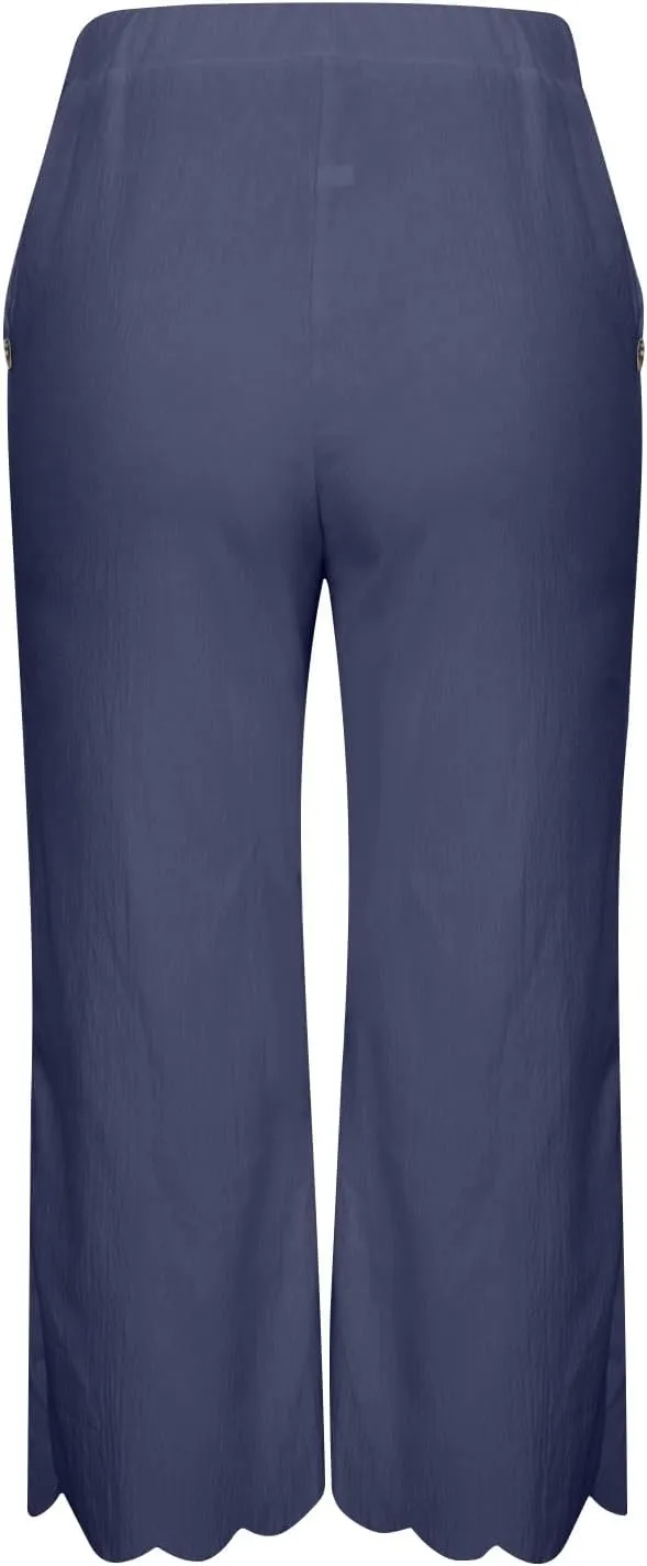 ZDRZK High Waisted Linen Pants for Women Summer 2023 Casual Wide Leg Pants with Pockets Loose Comfy Cropped Lounge Trousers