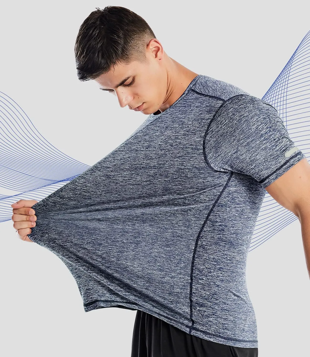 Zengjo Athletic Shirts for Men Short Sleeve Quick Dry Workout Running Gym Sport Exercise Tee Moisture Wicking