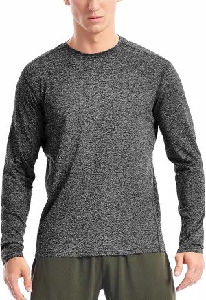 Zengjo Moisture Wicking Athletic Shirts for Men Long Sleeve Workout Running Gym Performance Tee UV/Sun Protection
