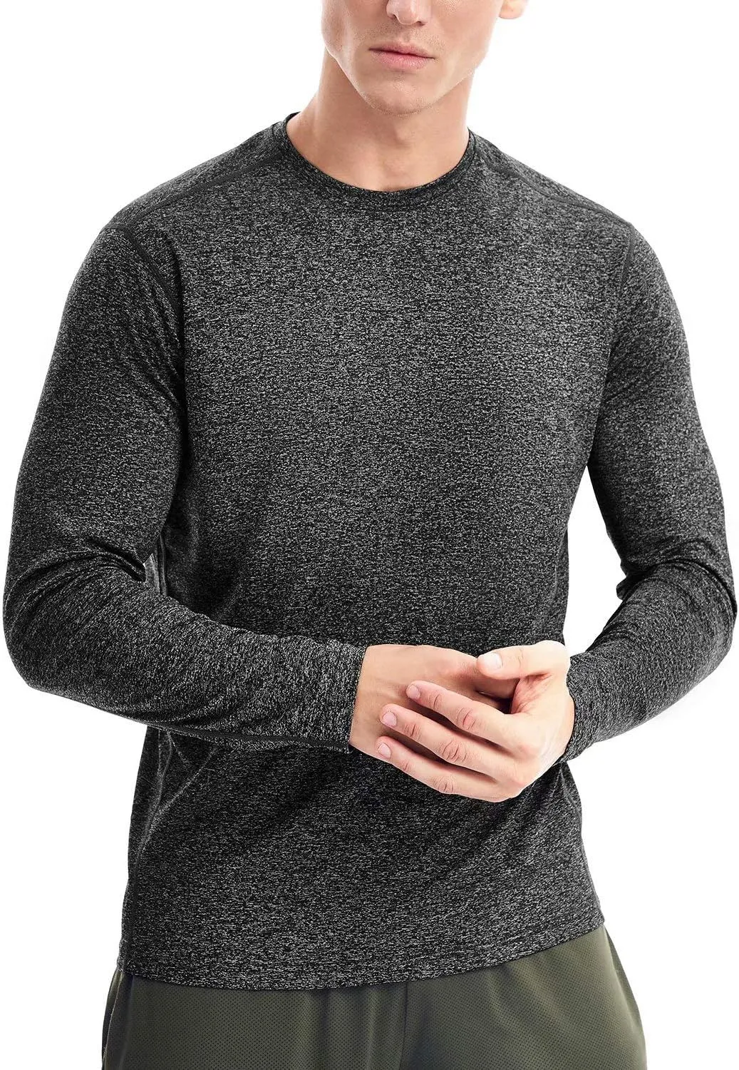 Zengjo Moisture Wicking Athletic Shirts for Men Long Sleeve Workout Running Gym Performance Tee UV/Sun Protection