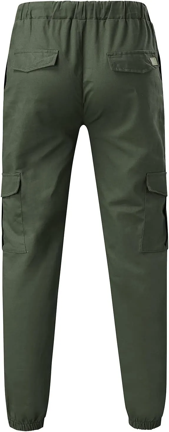 ZYXTIM Men's Hiking Cargo Pants Fashion Slim Fit Stretch Casual Work Chino Pants Drawstring Waterproof Running Sweatpants